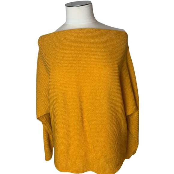 Fashion Nova Off The Shoulder Yellow Gold Sweater - Picture 1 of 4